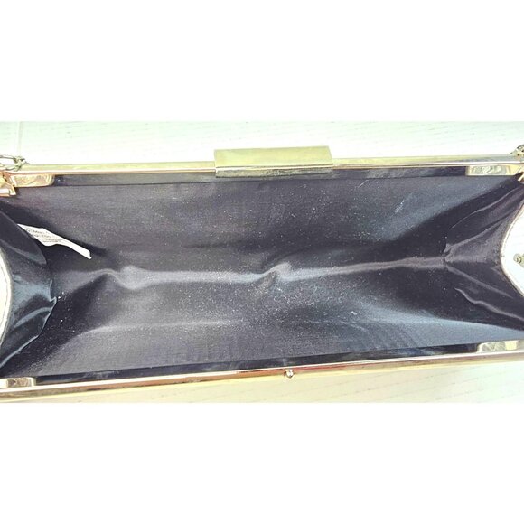 Vintage Y2K Silver Woven Metal Clutch Purse With Chain Strap & Snap Closure - Picture 6 of 9